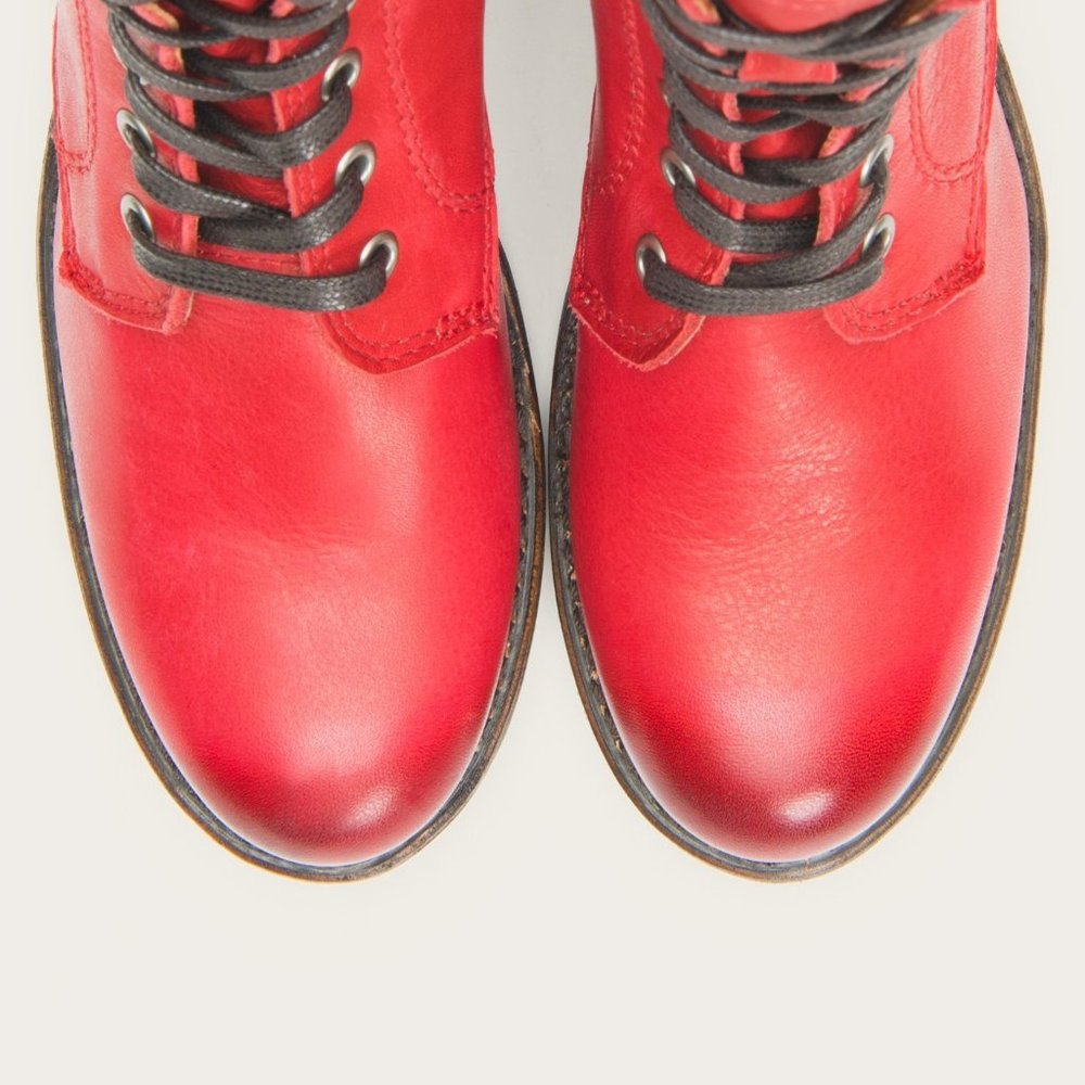 RARE Frye Sabrina 6G LaceUp Red Retro Combat Boots - Picture 4 of 16